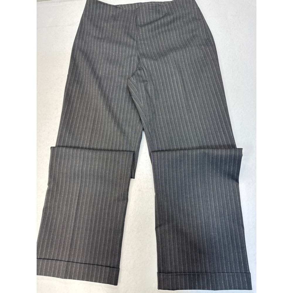 Marshall Fields Womens Gray Herringbone Pinstripe Cuffed Dress Pants Size 10